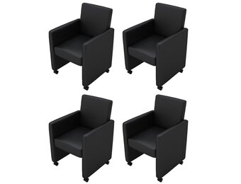 vidaXL Eetkamerstoelen Kunstleer Zwart (4 stuks) - 35% Korting