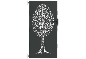 vidaXL Tuinpoort Corten Staal 85x75 cm met Boomdesign - Zwart (55% Korting)