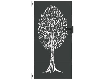 vidaXL Tuinpoort Corten Staal 85x75 cm met Boomdesign - Zwart (55% Korting)