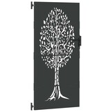 vidaXL Tuinpoort Corten Staal 85x75 cm met Boomdesign - Zwart (55% Korting)