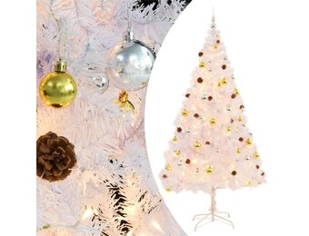 vidaXL Kerstboom 210cm Wit, Verlichting & Ballen - 35% Korting