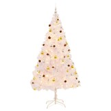 vidaXL Kerstboom 210cm Wit, Verlichting & Ballen - 35% Korting