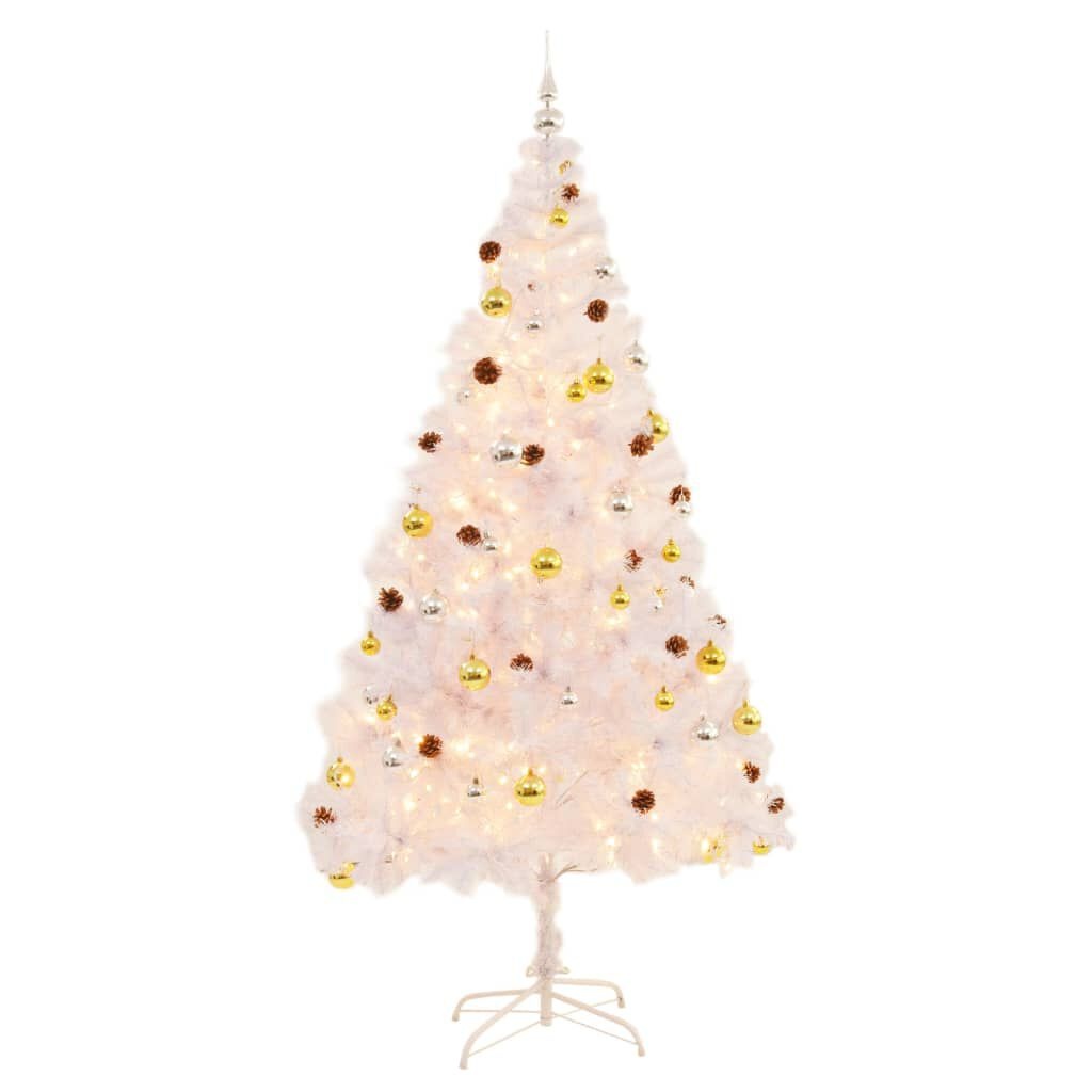 vidaXL Kerstboom 210cm Wit, Verlichting & Ballen - 35% Korting