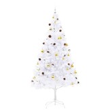 vidaXL Kerstboom 210cm Wit, Verlichting & Ballen - 35% Korting
