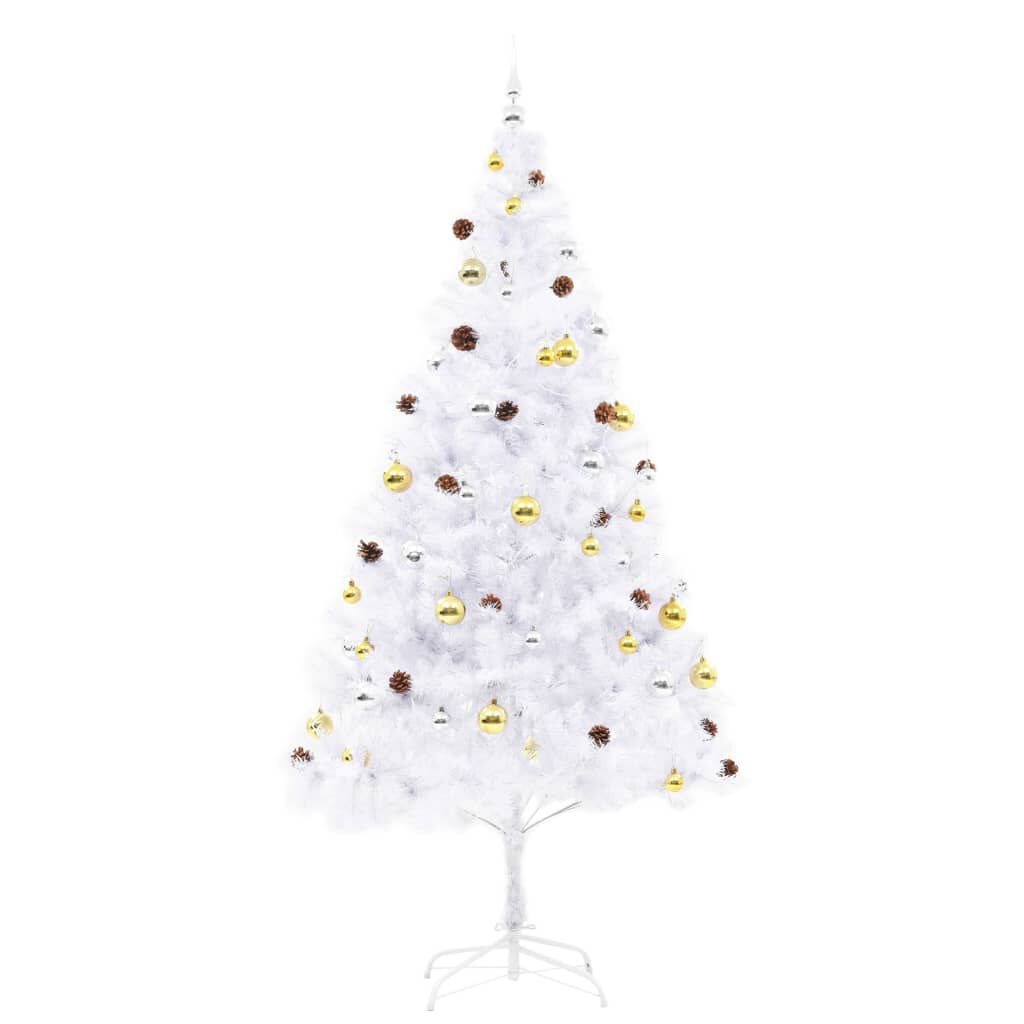 vidaXL Kerstboom 210cm Wit, Verlichting & Ballen - 35% Korting