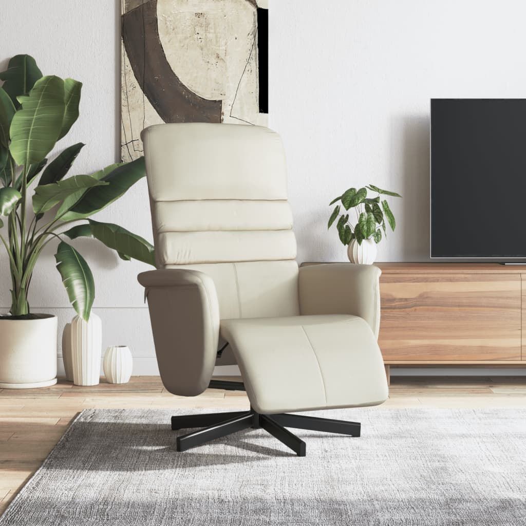 vidaXL Fauteuil met Voetensteun (Kunstleer Crème) - 35% Korting