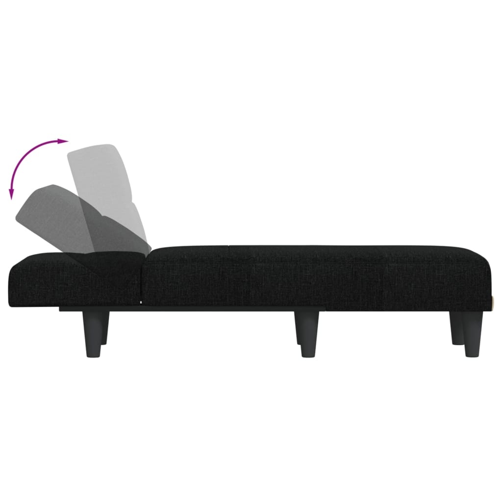 vidaXL Chaise Longue Stof Zwart - 35% Korting