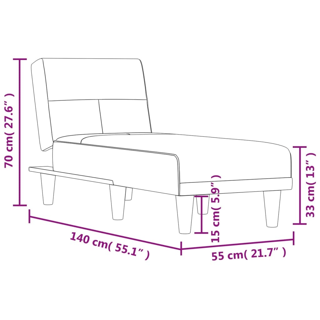 vidaXL Chaise Longue Stof Zwart - 35% Korting