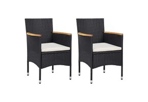 vidaXL Tuinstoelen Set 2x Poly Rattan Zwart - 55% Korting!
