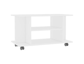 vidaXL TV-meubel met wieltjes - Wit - 30% Korting