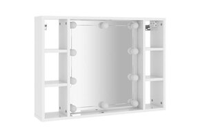 vidaXL Spiegelkast LED Hoogglans Wit 76x15x55 cm - 60% Korting!
