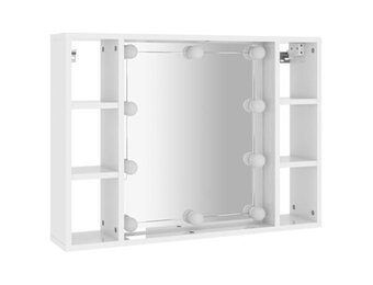 vidaXL Spiegelkast LED Hoogglans Wit 76x15x55 cm - 60% Korting!