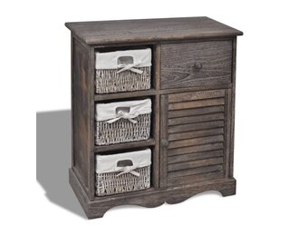 vidaXL Houten Kast met 3 Weefmanden - Bruin | 30% Korting!
