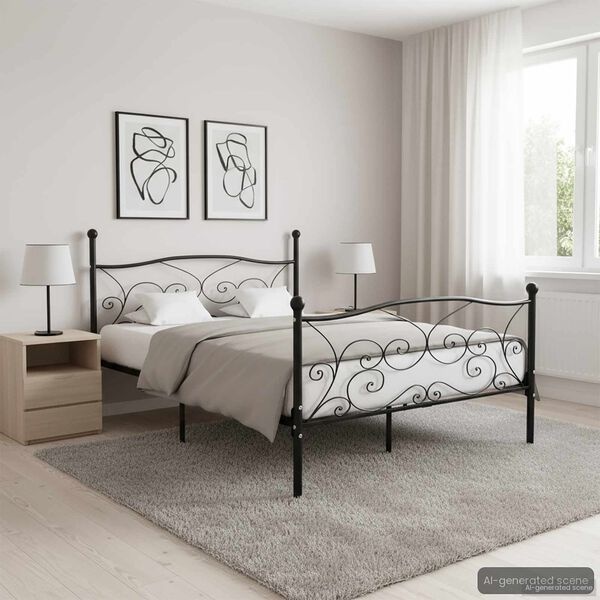 vidaXL Bedframe Metaal Zwart 140x200cm - 35% Korting!