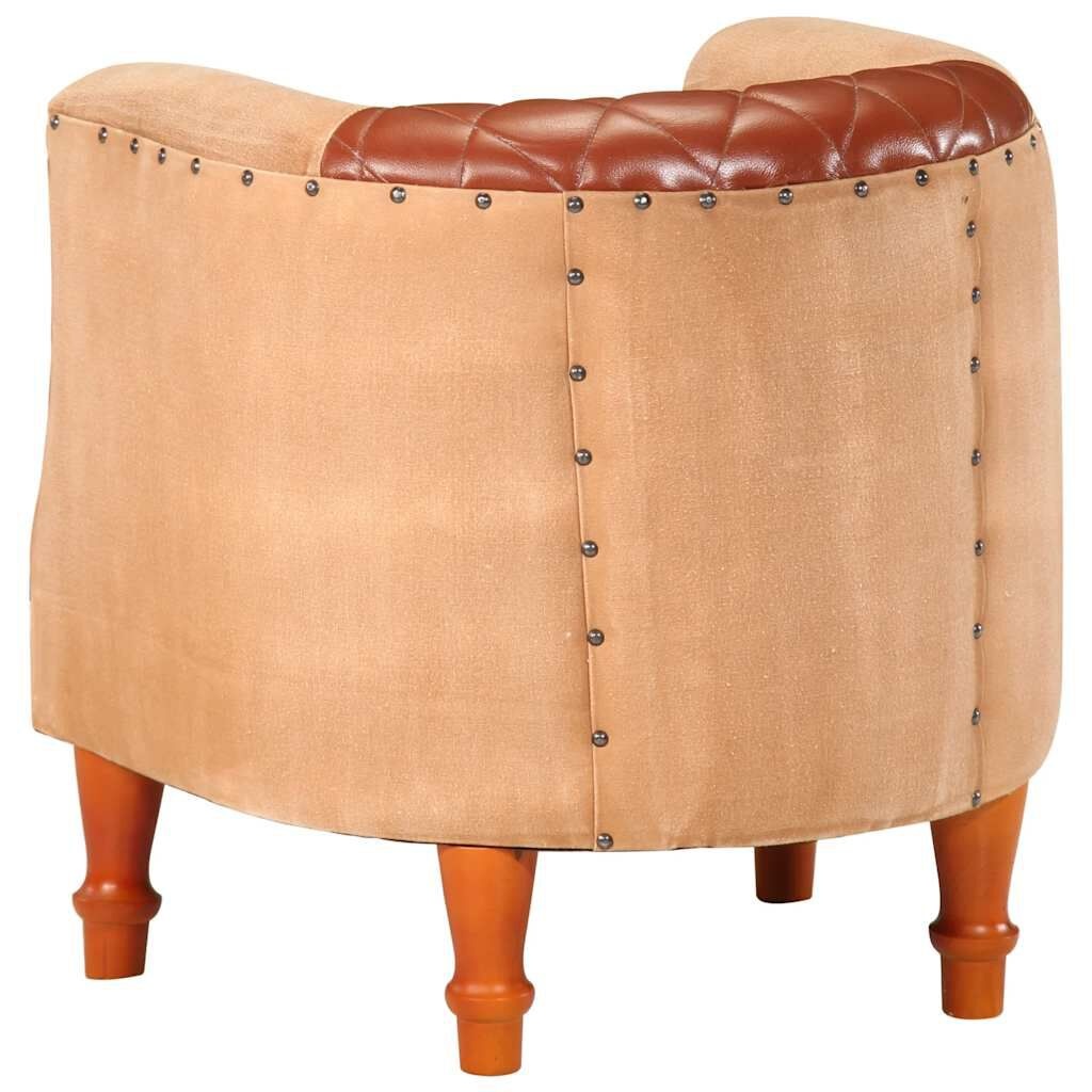 VidaXL Kuipstoel - Echt Leer & Mangohout - 35% Korting