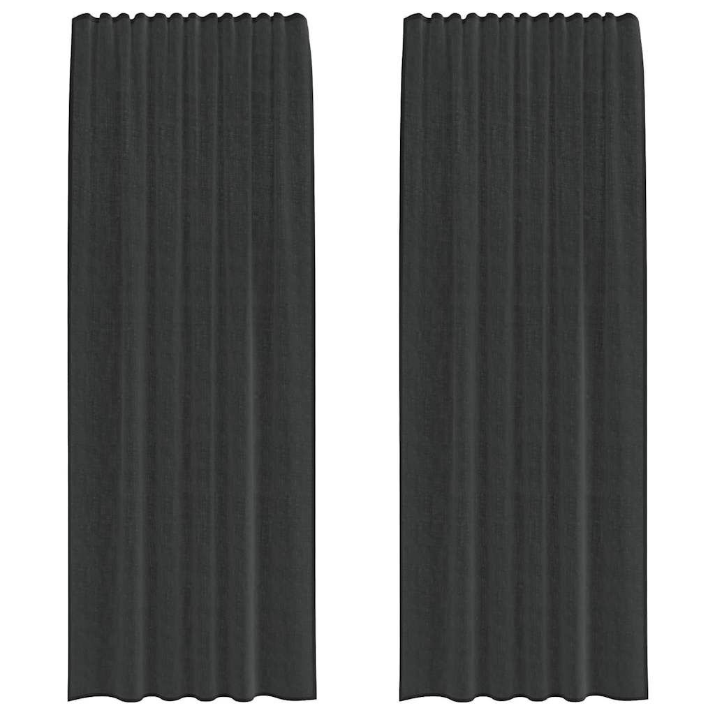 vidaXL Gordijnen Voile 2 stuks Zwart - Nu 35% Korting!