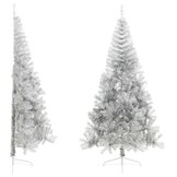 vidaXL Half Kunstkerstboom 210cm Zilver - 55% Korting!