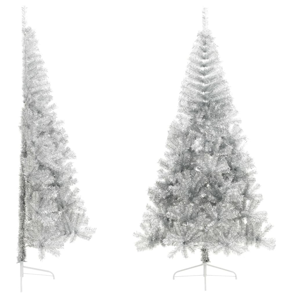 vidaXL Half Kunstkerstboom 210cm Zilver - 55% Korting!