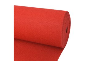 vidaXL Tapijt Effen Rood 1x24m - 35% Korting