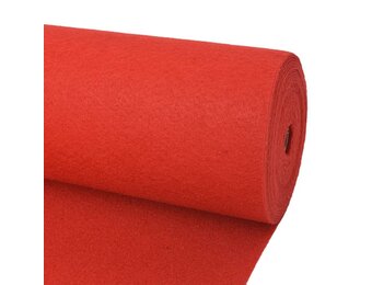 vidaXL Tapijt Effen Rood 1x24m - 35% Korting