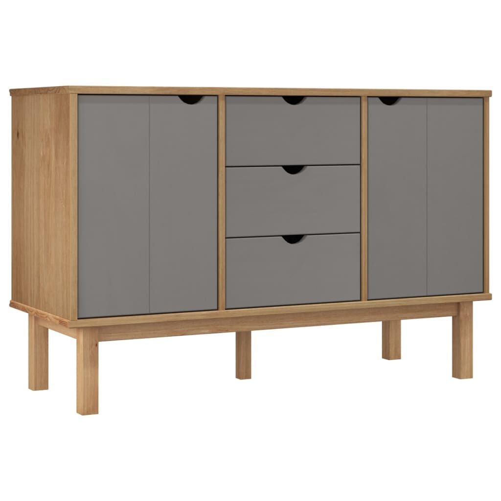 vidaXL Dressoir OTTA - Massief Grenenhout (Bruin/Grijs) - 55% Korting!