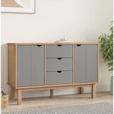 vidaXL Dressoir OTTA - Massief Grenenhout (Bruin/Grijs) - 55% Korting!