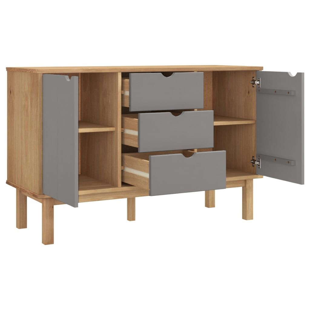 vidaXL Dressoir OTTA - Massief Grenenhout (Bruin/Grijs) - 55% Korting!