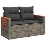 vidaXL Tuinbank 2-zits met kussens | Poly Rattan Grijs | 30% Korting