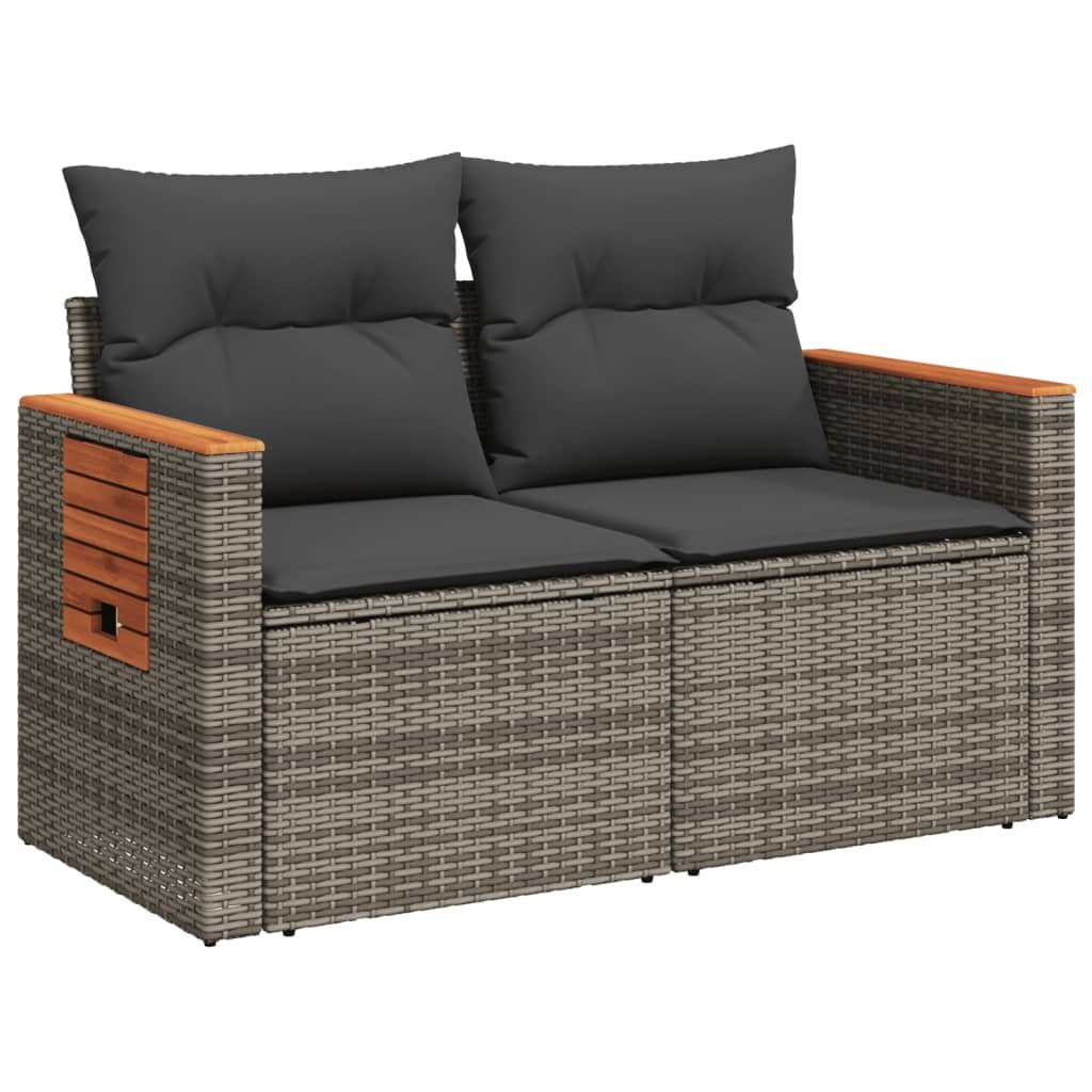 vidaXL Tuinbank 2-zits met kussens | Poly Rattan Grijs | 30% Korting