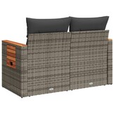vidaXL Tuinbank 2-zits met kussens | Poly Rattan Grijs | 30% Korting