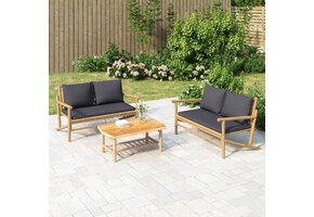 vidaXL Bamboe Tuinbank met Donkergrijze Kussens - 30% Korting!