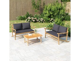 vidaXL Bamboe Tuinbank met Donkergrijze Kussens - 30% Korting!