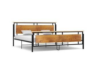 vidaXL Bedframe Metaal Zwart 200x200cm - 55% Korting