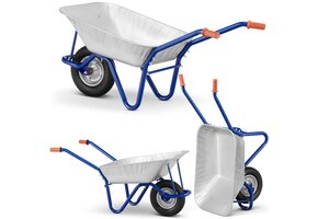 Kruiwagen 125L Verzinkt Staal - Massief Wiel | 60% Korting!