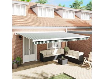 vidaXL Vervangingsdoek Zonnescherm Groen/Wit (500x300cm) - 62% Korting!