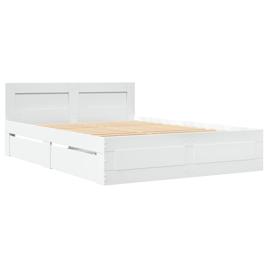 vidaXL Bedframe met hoofdeinde - Wit, 120x190 cm - 35% Korting!