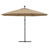 vidaXL Zweefparasol Taupe 350cm met LED - 65% Korting!