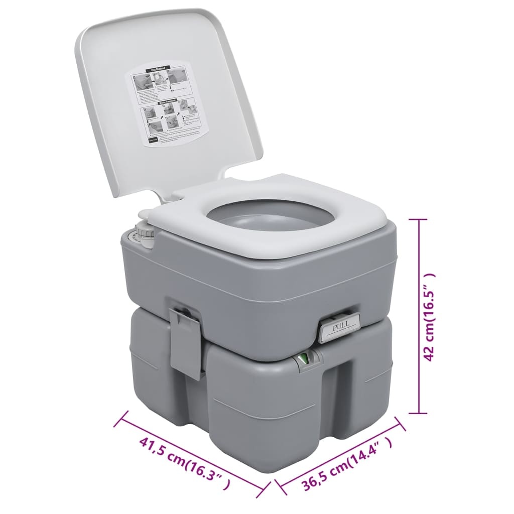 vidaXL Kampeertoilet 20+10L Grijs | 41% Korting | Retourdeal
