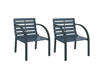 vidaXL Tuinstoelen (2 stuks) - Hout & Staal - Grijs - 59% Korting