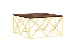 VidaXL Salontafel Roestvrijstaal & Gerecycled Hout - Goudkleur | 55% Korting