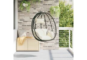 vidaXL Hangende Ei-stoel Crèmewit | 35% Korting | Poly Rattan