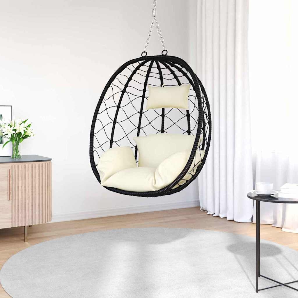 vidaXL Hangende Ei-stoel Crèmewit | 35% Korting | Poly Rattan