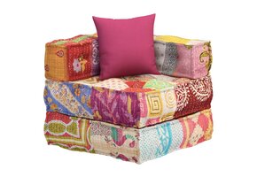 vidaXL Poef Modulair met Kussen - Patchwork Stof - 35% Korting