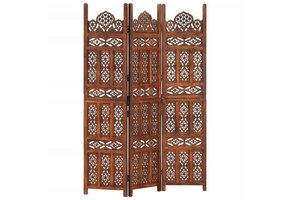 Kamerscherm 3 panelen, Handgesneden Mangohout - Nu 30% Korting!