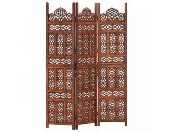 Kamerscherm 3 panelen, Handgesneden Mangohout - Nu 30% Korting!
