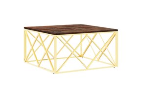 vidaXL Salontafel Gerecycled Hout & RVS - Goudkleurig - 35% Korting
