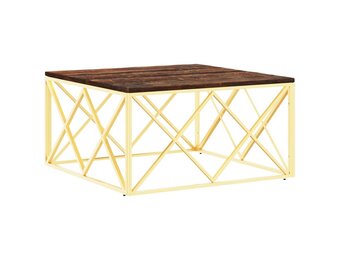 vidaXL Salontafel Gerecycled Hout & RVS - Goudkleurig - 35% Korting