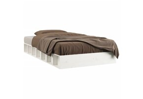 vidaXL Bedframe Massief Hout Wit 140x190 cm - 60% Korting