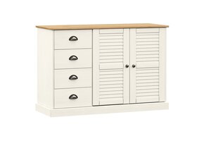 vidaXL Dressoir VIGO Grenenhout Wit - 113x40x75 cm | -55% Korting