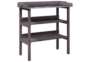 vidaXL Plantentafel met schappen - Vurenhout Grijs - 60% KORTING
